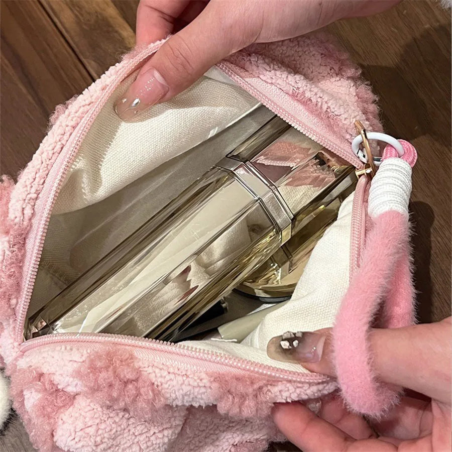 Fluffy Love Print Makeup Bag with Handle