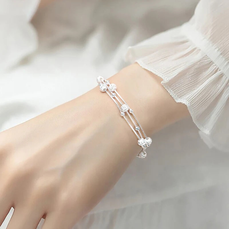 925 Sterling Silver Punk Geometric Bead Bracelet