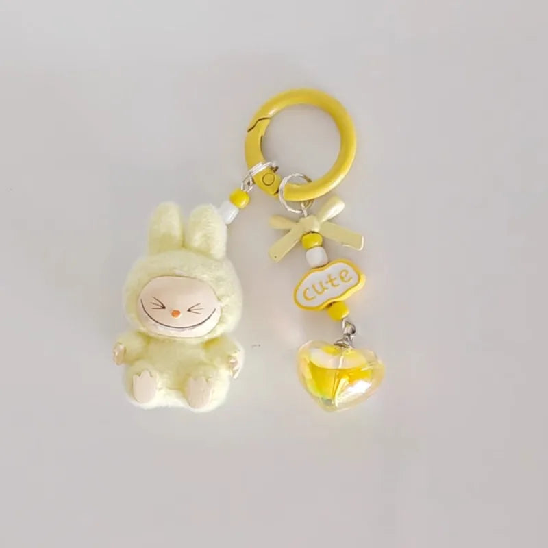 Labubu Mini Plush Keychain with Crystal Heart