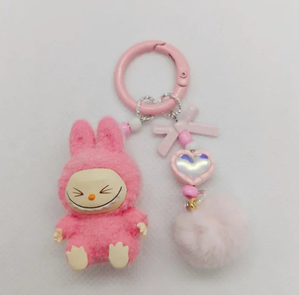 Labubu Mini Plush Keychain with Crystal Heart