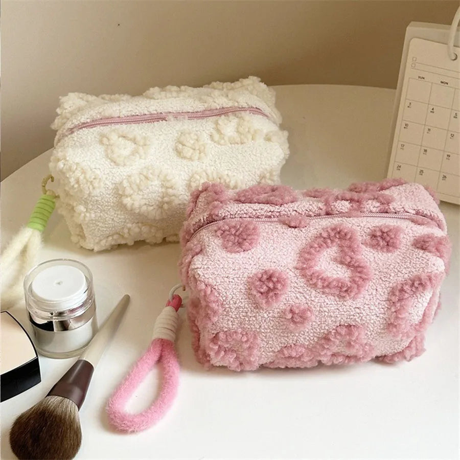 Fluffy Love Print Makeup Bag with Handle