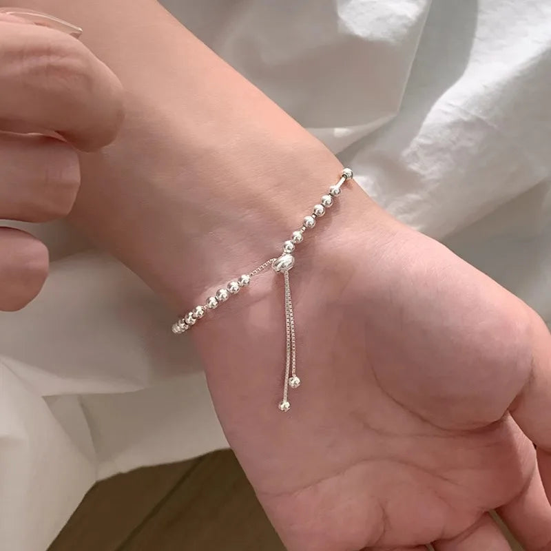 925 Sterling Silver Punk Geometric Bead Bracelet