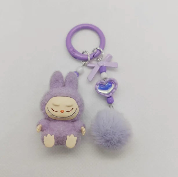 Labubu Mini Plush Keychain with Crystal Heart