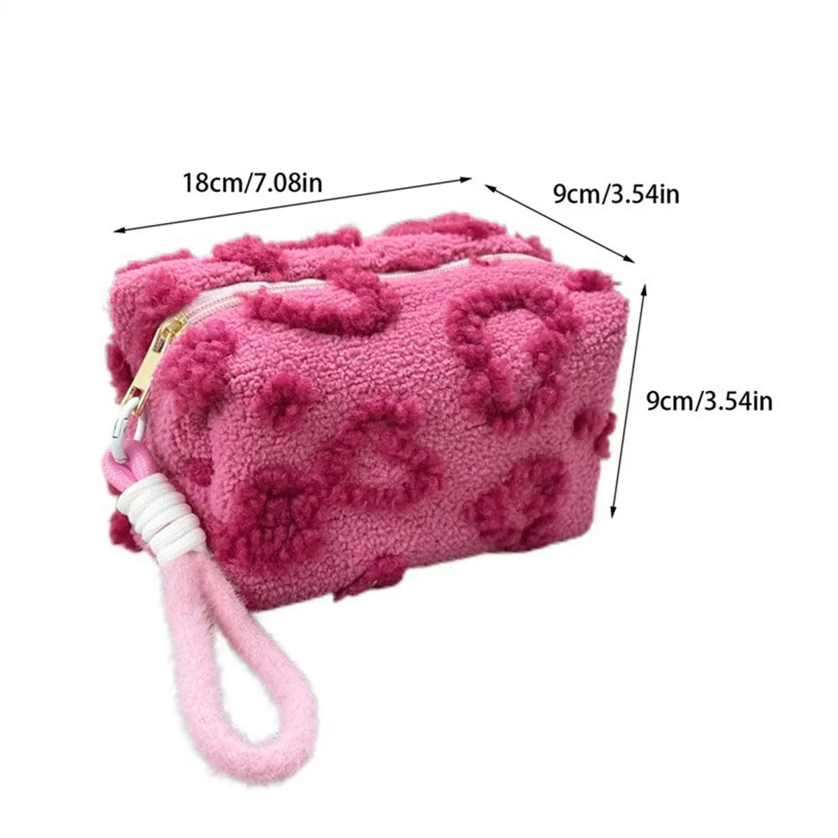 Fluffy Love Print Makeup Bag with Handle