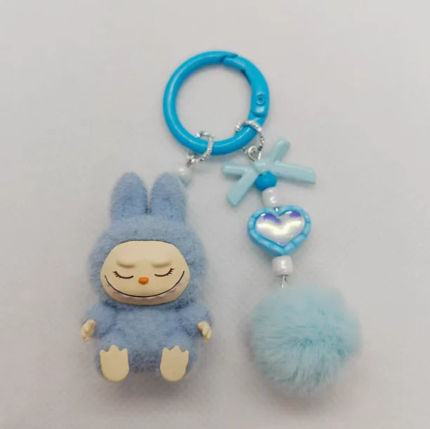Labubu Mini Plush Keychain with Crystal Heart