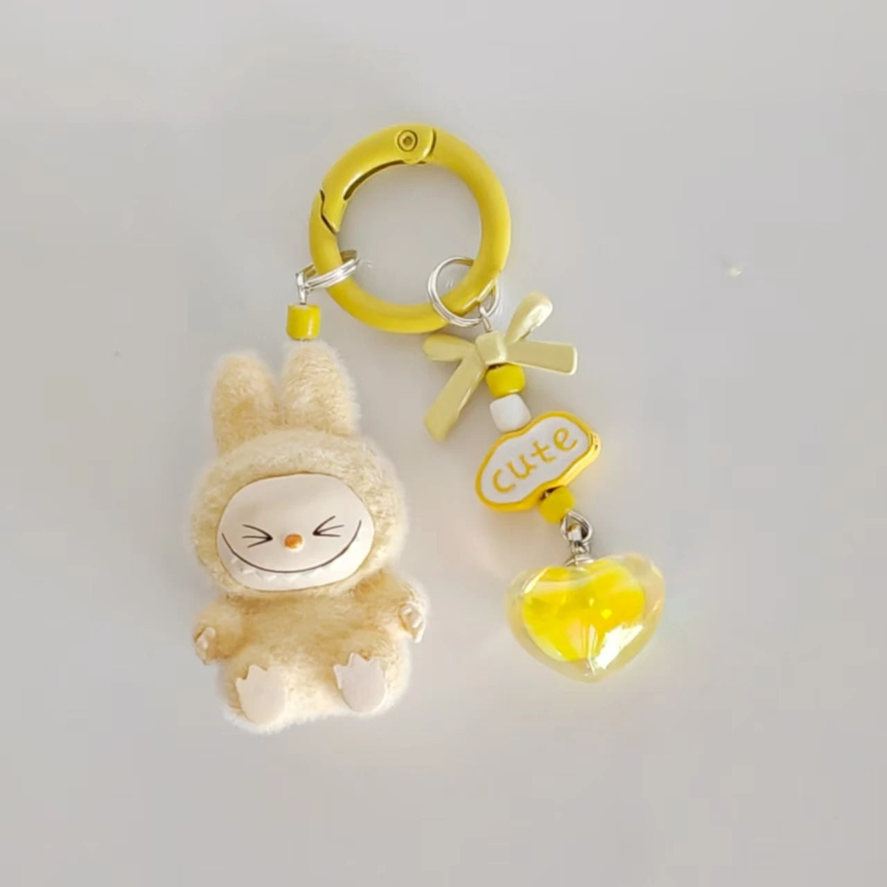 Labubu Mini Plush Keychain with Crystal Heart