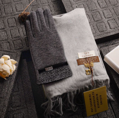 Mens Cashmere Scarf + Glove Gift Set