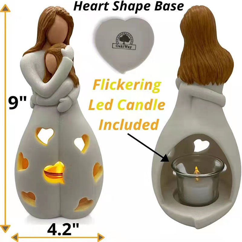 Mother Daughter Candle Holder With LED Candle