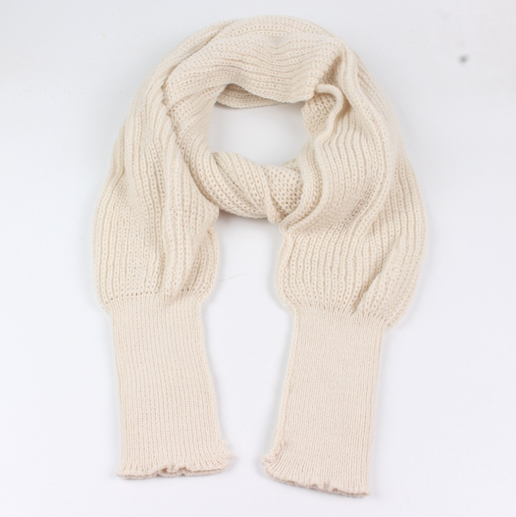 Knitted Wrap Scarf With Sleeves