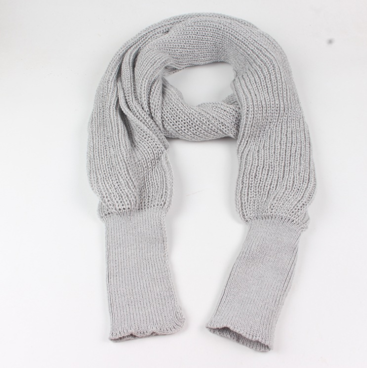 Knitted Wrap Scarf With Sleeves
