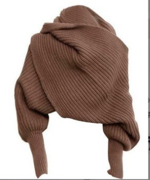 Knitted Wrap Scarf With Sleeves
