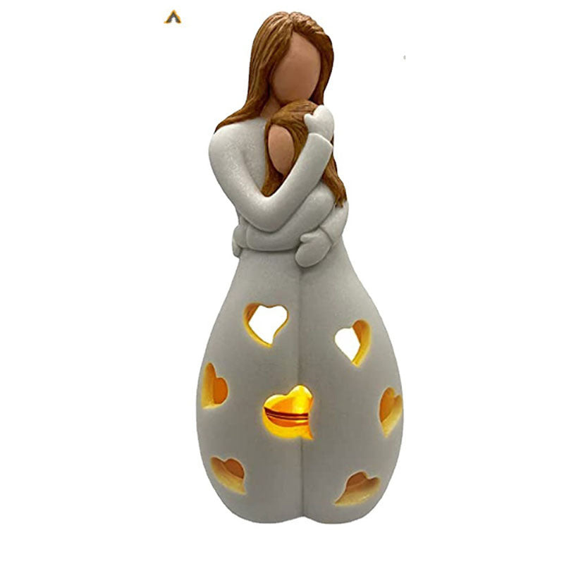 Mother Daughter Candle Holder With LED Candle