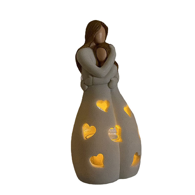 Mother Daughter Candle Holder With LED Candle