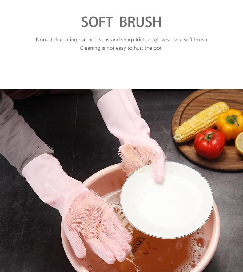 Multi Function Washing Gloves With Brush Scrubber 2 Pairs