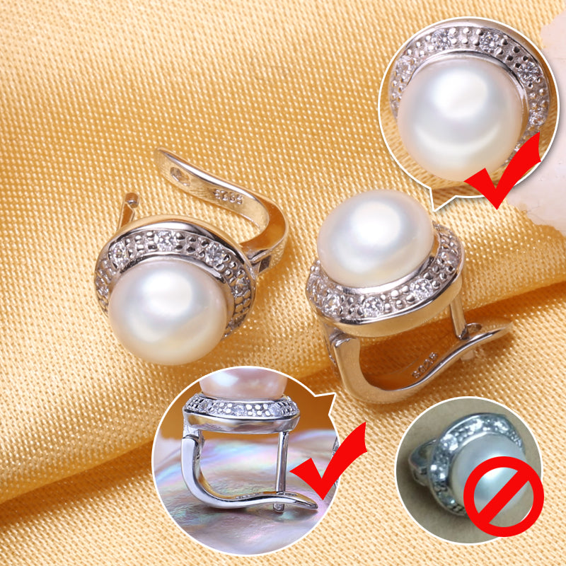 Freshwater Pearl Earrings 925 Sterling Silver Stud Earrings
