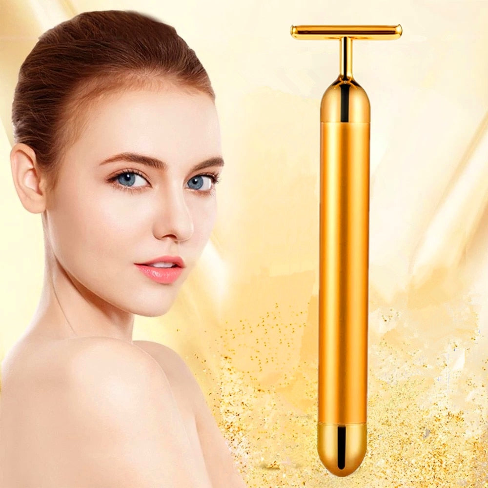 24k Gold Vibrating Facial Massage Roller