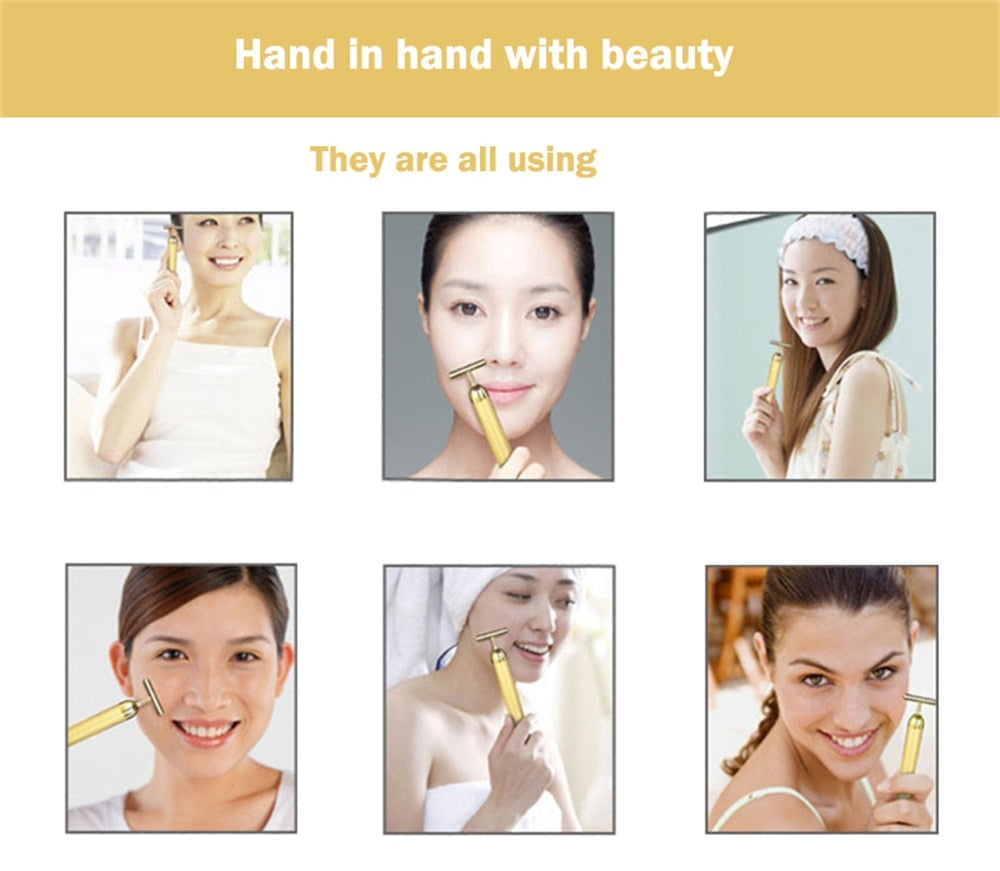 24k Gold Vibrating Facial Massage Roller