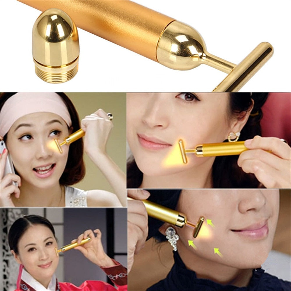 24k Gold Vibrating Facial Massage Roller