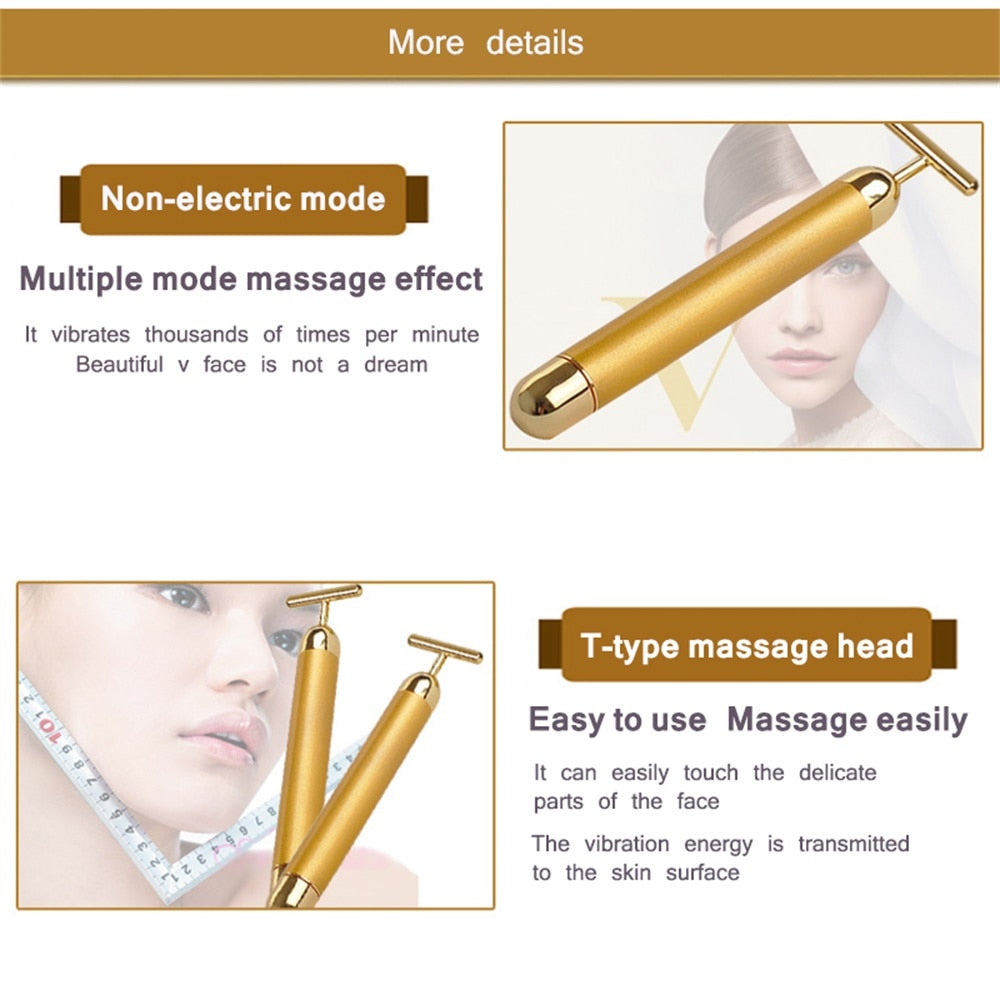 24k Gold Vibrating Facial Massage Roller