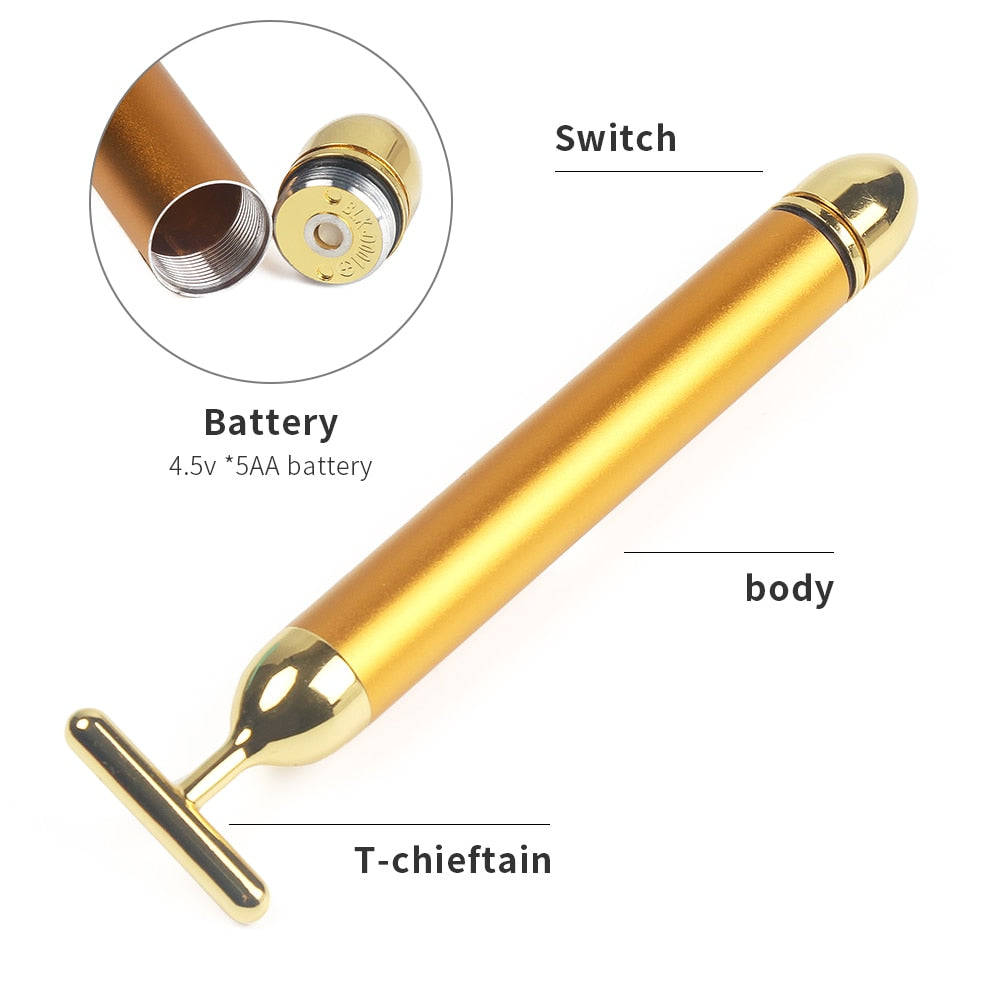 24k Gold Vibrating Facial Massage Roller