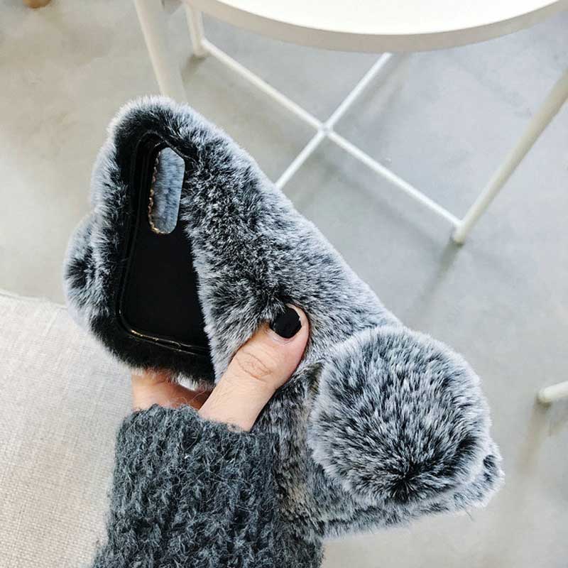 3D Plush Rabbit Ear Furry iPhone Case