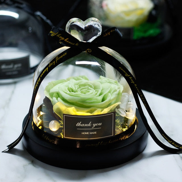 Eternal Rose With Night Light in Glass Dome
