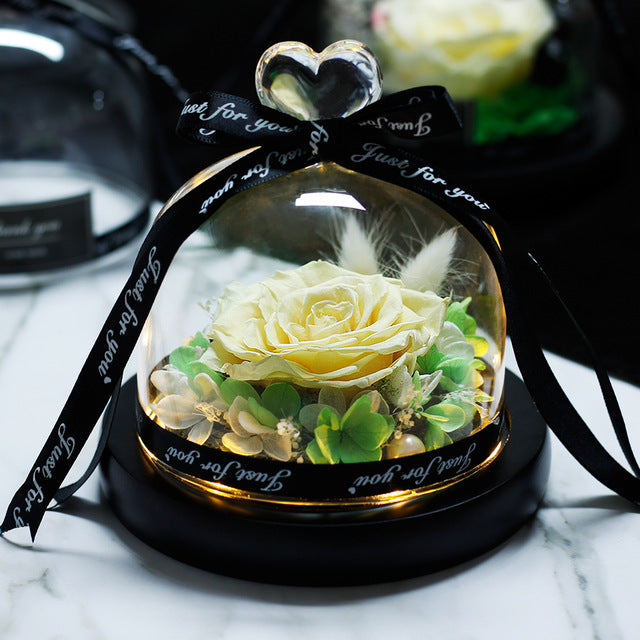 Eternal Rose With Night Light in Glass Dome