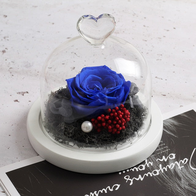 Eternal Rose With Night Light in Glass Dome