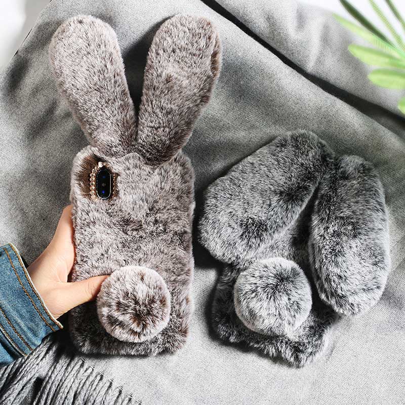 3D Plush Rabbit Ear Furry iPhone Case