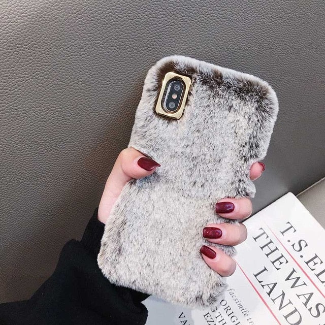 3D Plush Rabbit Ear Furry iPhone Case