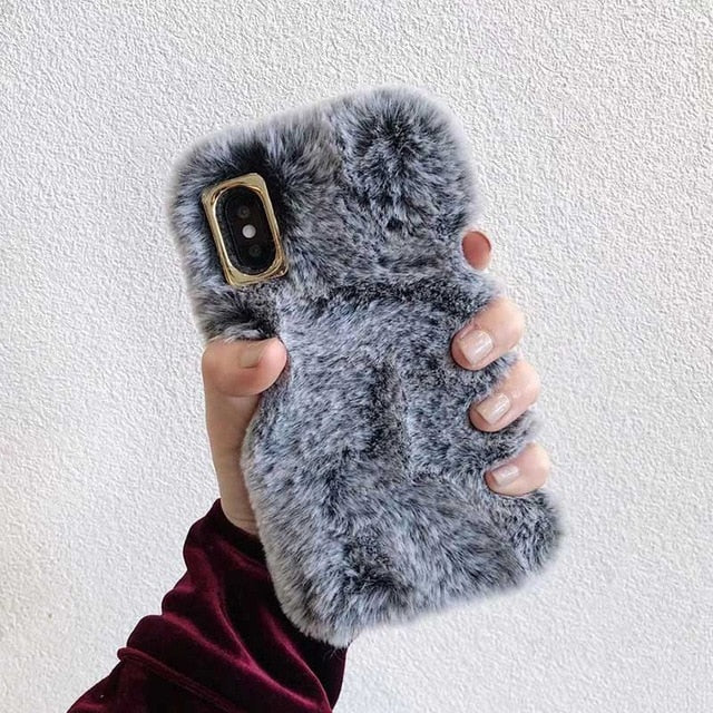 3D Plush Rabbit Ear Furry iPhone Case
