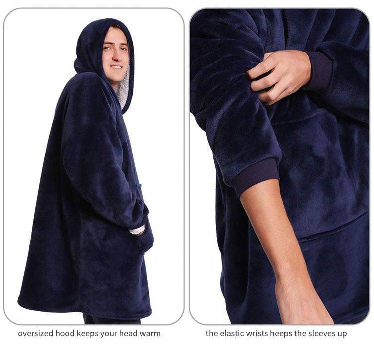 Oversize Soft Fleece Blanket Hoody With Sleeves