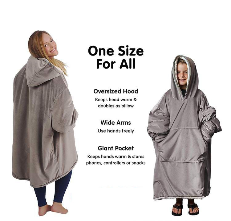 Oversize Soft Fleece Blanket Hoody With Sleeves
