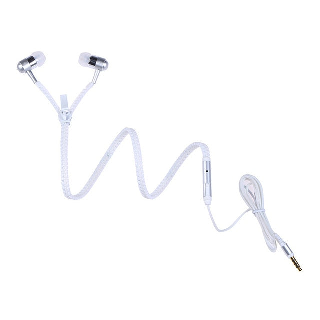 Glow In The Dark Zipper Earphones With Microphone