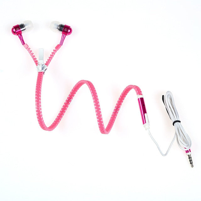 Glow In The Dark Zipper Earphones With Microphone