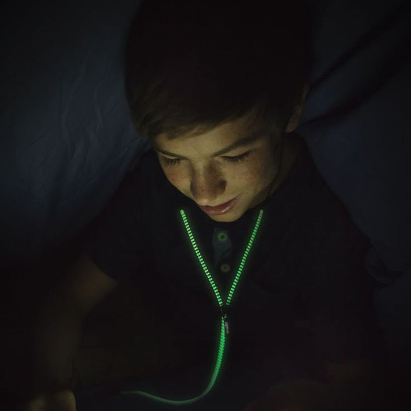 Glow In The Dark Zipper Earphones With Microphone