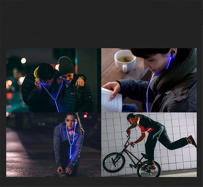 Glow In The Dark Zipper Earphones With Microphone