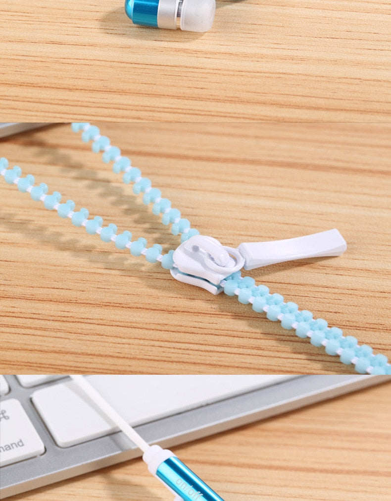 Glow In The Dark Zipper Earphones With Microphone