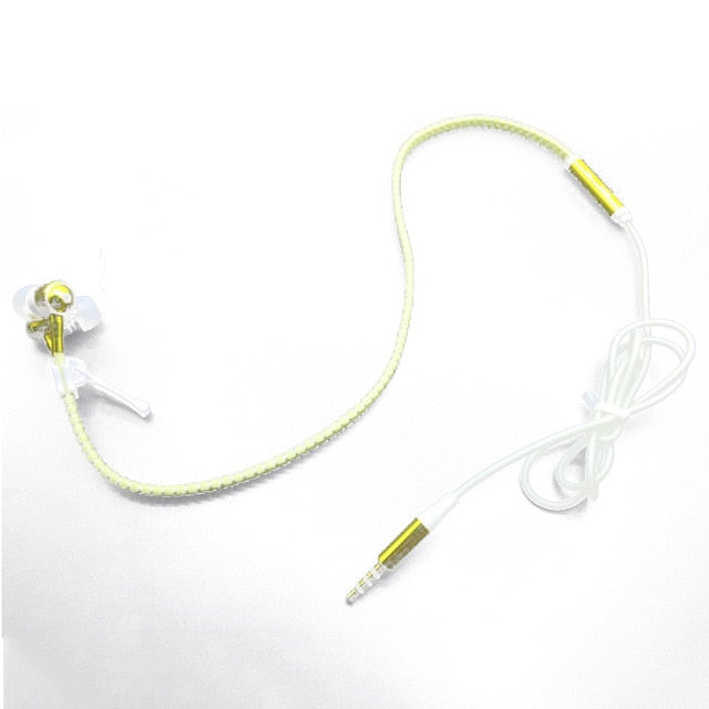 Glow In The Dark Zipper Earphones With Microphone