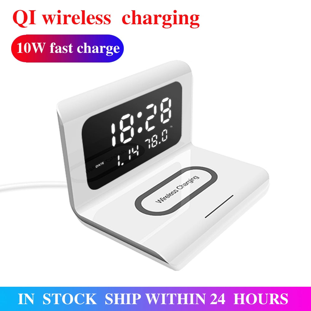 Multi-function Qi Wireless Charger Pad Cal/Clock/Temp