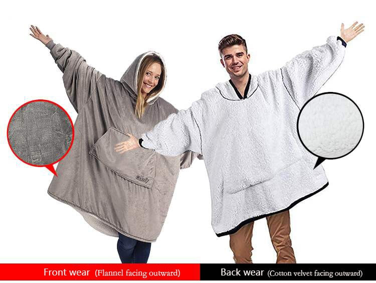 Oversize Soft Fleece Blanket Hoody With Sleeves