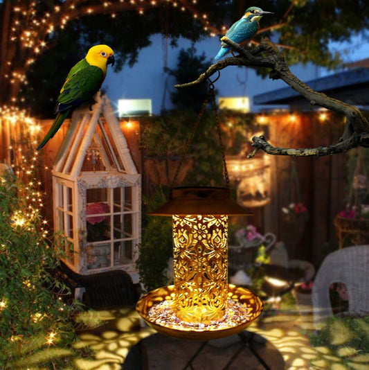2 in 1 Solar Powered Decorative Bird Feeder Lantern