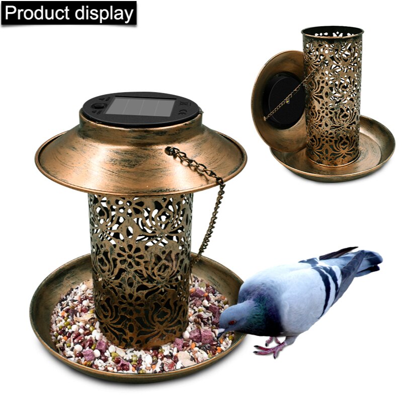 2 in 1 Solar Powered Decorative Bird Feeder Lantern