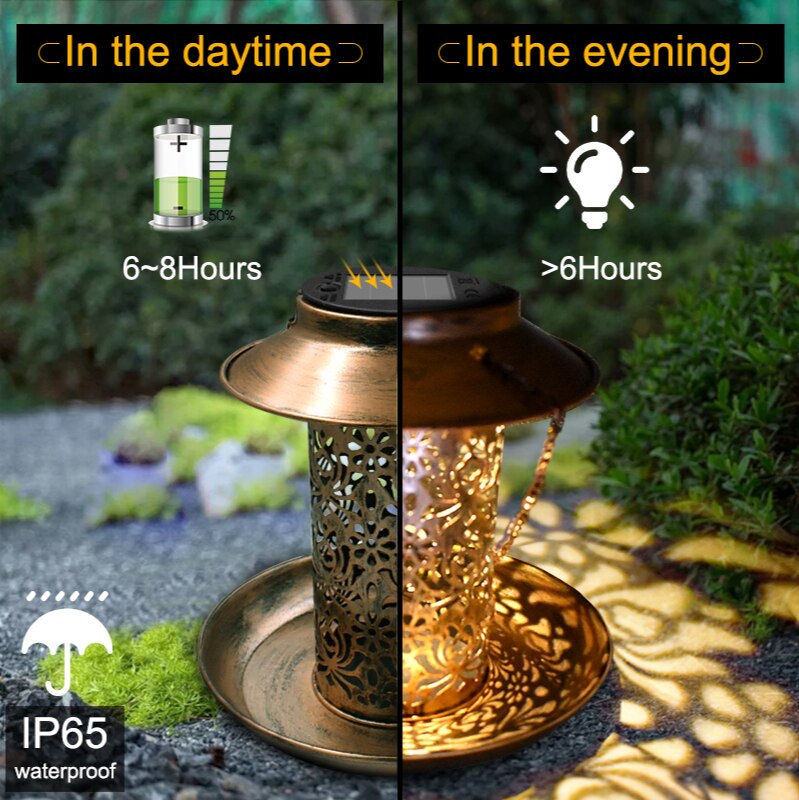 2 in 1 Solar Powered Decorative Bird Feeder Lantern