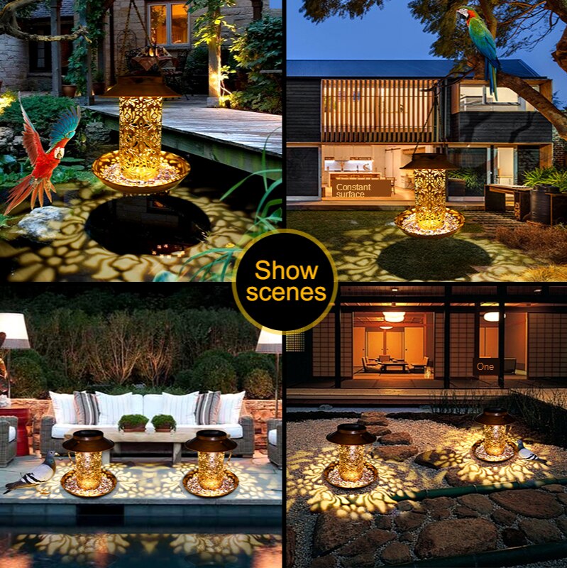 2 in 1 Solar Powered Decorative Bird Feeder Lantern