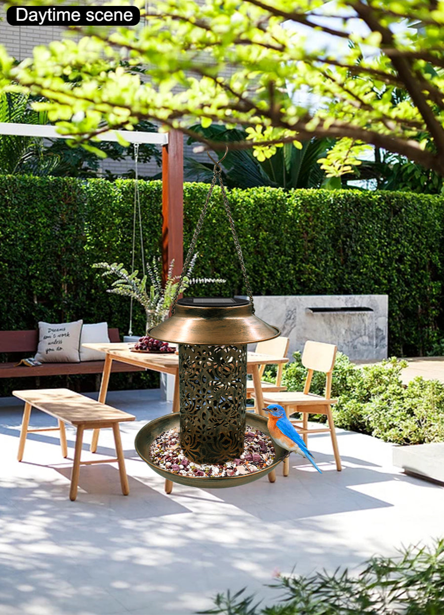 2 in 1 Solar Powered Decorative Bird Feeder Lantern
