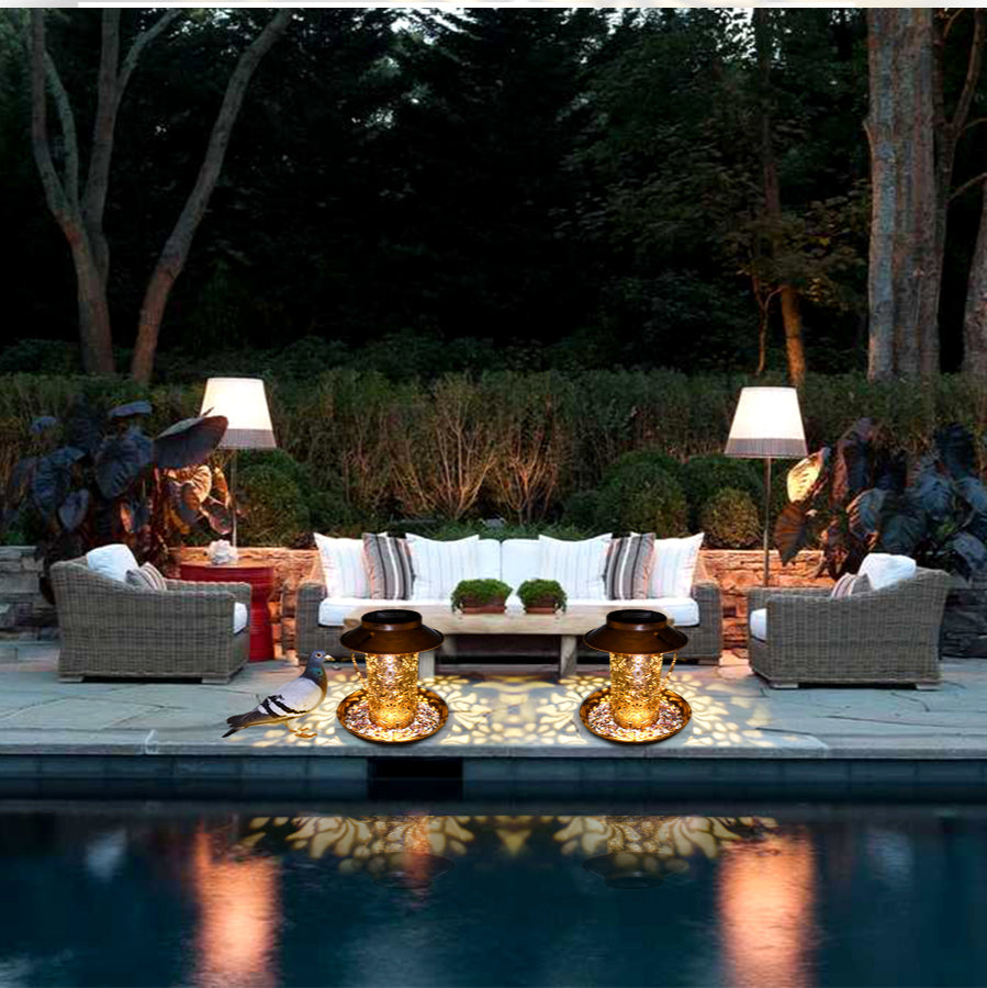 2 in 1 Solar Powered Decorative Bird Feeder Lantern