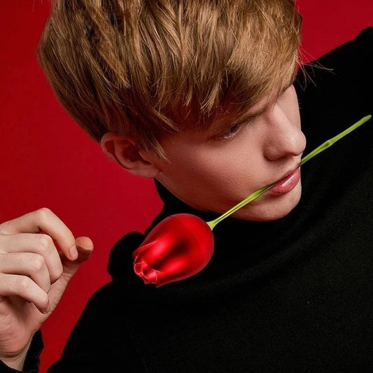 Red Rose with Heart Necklace