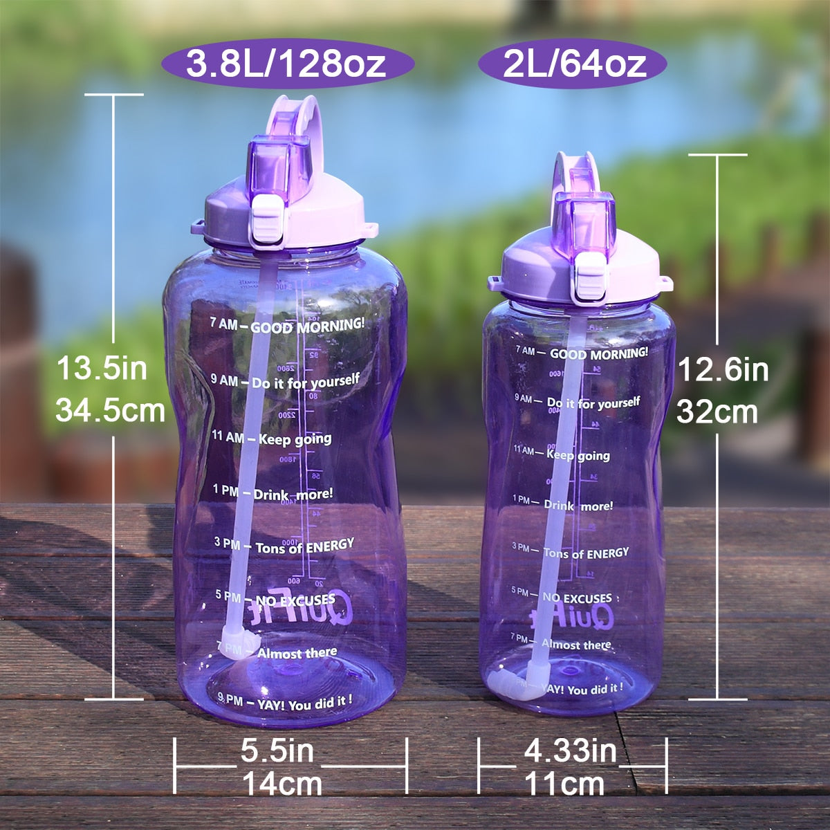 QuiFit Motivational Water Bottle