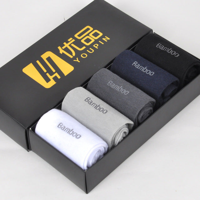 Men Bamboo Fiber Breathable Anti-Bacterial Socks 5 pairs